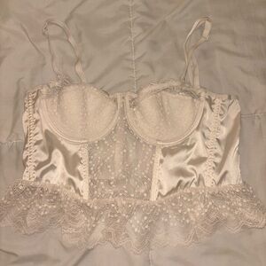 Beige Corset Top with Lace Detail